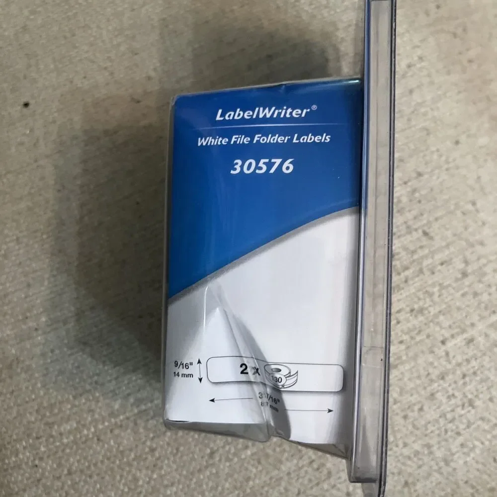 DYMO 30576 LW White Folder Labels 9/16 x 3-7/16 Lot 2 Rolls 260 Labels New